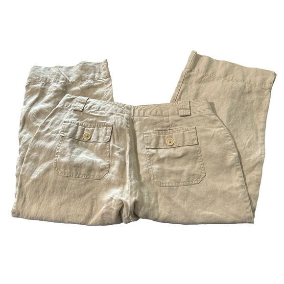 Eddie Bauer Vashon fit women's size 14 wide leg capri linen pants - Picture 2 of 4